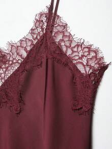 Model Terbaru Atasan Camisole Wanita dengan Dekorasi Renda, Gaya Musim Panas Eropa dan Amerika - Merah tua - View 7