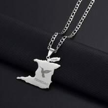 1Piece Trinidad And Tobago Map Hummingbird Hibiscus Flower Pendant Necklaces For Men Woman Girls Jewelry - Yellow Gold - View 9
