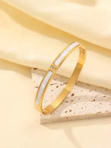 Znice New Fashion Stainless Steel High Quality Flower Shiny Women's Bangle Nail Bracelet Jewelry Set, Suitable For Women's Daily Wear - Gold - View 13