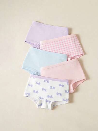 Balabala 5pcs/Pack Young Girl Comfortable Elastic Boyshort Panties