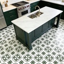 MORCART 20cm X 20cm Peel Off Adhesive Tiles, 20 Pieces Of Self-Adhesive DIY Vinyl Flooring, Suitable For Removable Waterproof Tile Stickers In Bedrooms, Living Rooms, Bathrooms, Kitchens, And Stairs (Green Retro) - 綠色 - 查看 10