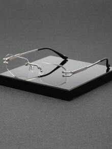 1 Pair Men's Transparent Glasses, Minimalist Design, Fashion & Portable, Face-Flattering, Suitable For Daily Decoration, Reading, Gaming, Computer, Back To School, Unisex, Can Be Worn With Prescription Lenses - Multicolor - View 1