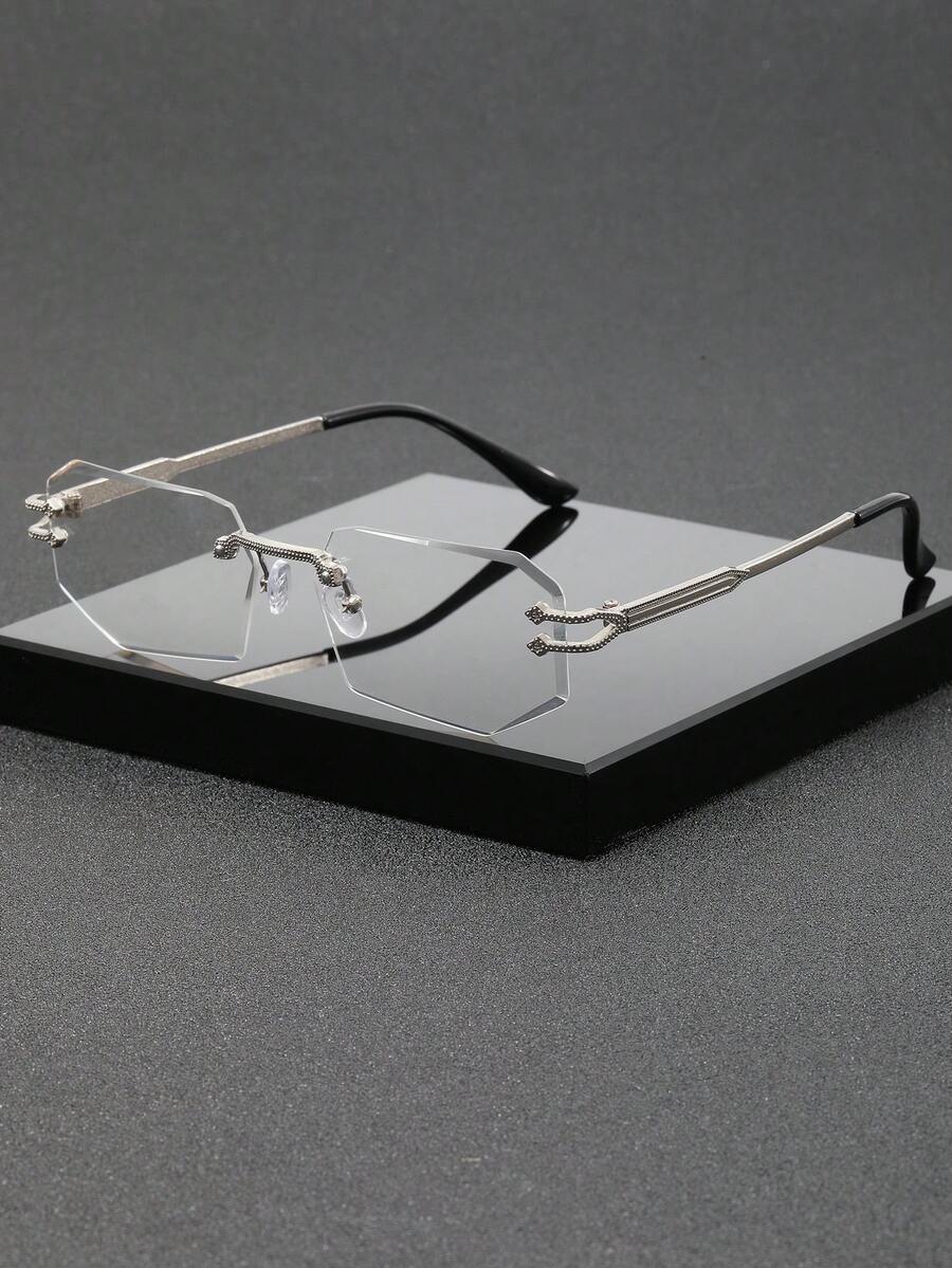 1 Pair Men's Transparent Glasses, Minimalist Design, Fashion & Portable, Face-Flattering, Suitable For Daily Decoration, Reading, Gaming, Computer, Back To School, Unisex, Can Be Worn With Prescription Lenses - Multicolor - View 1