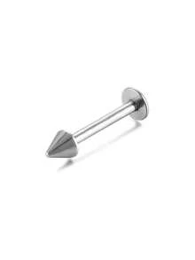 10pcs Simple Stainless Steel Eyebrow Studs, Double-Headed Conical Curved Bar/Straight Bar Flat Ear Cartilage Nose Lip Rings, Unisex Piercing Jewelry - Silver - View 5