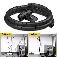 Protector de en Espiral Flexible de 2 Metros, 10/16 mm, Cubierta de Protección de Cables, Organizador de Cables para Ordenador, Herramienta de Gestión DAJU - 16 mm x 2 m blanco - Ver 4
