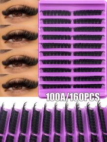 180/160pcs Individual Lashes Eyelash Book Clusters Extensions False Eyelash DIY At Home Cluster Eyelash Extensions Makeup Lash Clusters,Eye Lash Clusters,Individual Eyelashes,Lashes,Fake Lashes - D - View 2