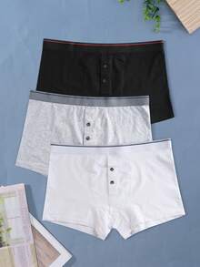 Bộ 3 quần boxer nam cỡ lớn Norcotton dáng rộng, nhiều màu sắc, chất liệu cotton, có cúc cài phía trước. - Nhiều màu - Xem 3