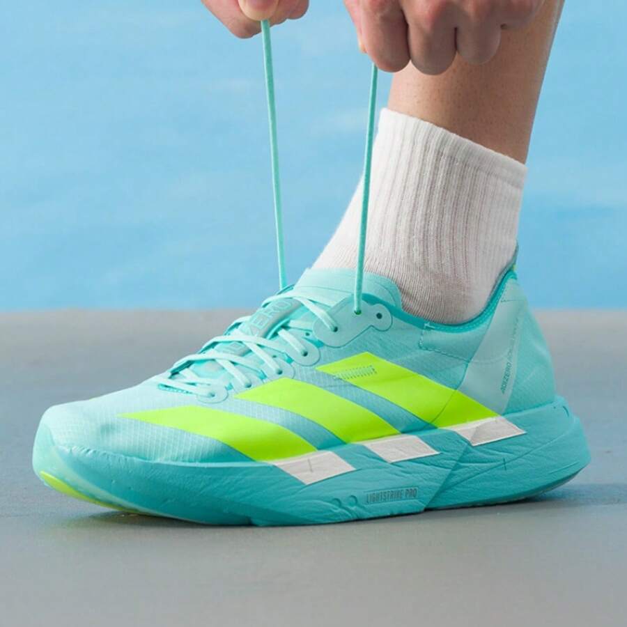 Adidas Adizero Adios4 Men's Low-Top Classic Cushioning Comfort Running Shoes - Mint Blue/green - View 1