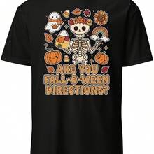 Camiseta retro con fantasma y esqueleto de Halloween para profesores de direcciones de otoño - Negro 4 - Ver 1
