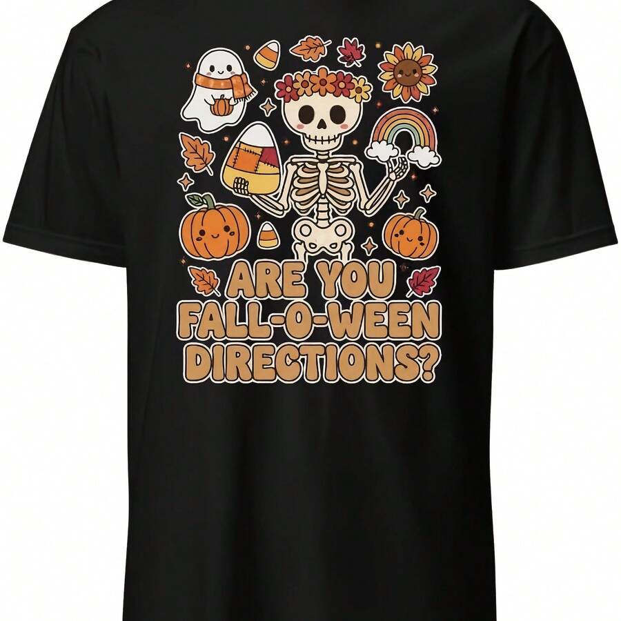 Camiseta retro con fantasma y esqueleto de Halloween para profesores de direcciones de otoño - Negro 4 - Ver 1