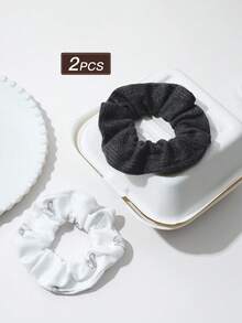 2 piezas Scrunchies decorativos con estampado de mariposa lindo para mujer, en tonos grises, adecuados para uso diario, ir al trabajo, fiestas, vacaciones, cumpleaños y diversas ocasiones sociales, bandas elásticas para el cabello, sujetadores de coleta, accesorios para el cabello - Multicolor - Ver 8