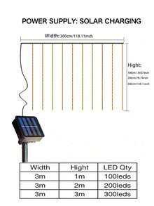 One-Piece Set, 100/200/300 LED Solar-Powered Outdoor String Lights, Solar-Powered Copper Wire Fairy Lights With 8 Lighting Modes, Perfect For Weddings, Parties, Balconies, Terraces, Tents, Eaves, Camping, Gardens, Trees, And Patio Decorations. - Multicolor - View 9