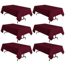 6 Pack Burgundy Tablecloth 60 X 102 Inch, Rectangle Table Cloth For 6 Feet Tables - Stain And Wrinkle Resistant Washable Polyester Table Cover For Dining Tables, Buffet Parties And Camping - 酒紅色 - 查看 1