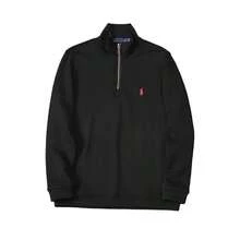 Polo Ralph Lauren Half-Zip Pure Cotton Terry Cloth Sweater With Stand Collar Design -Unisex Style - 黑色 - 查看 6