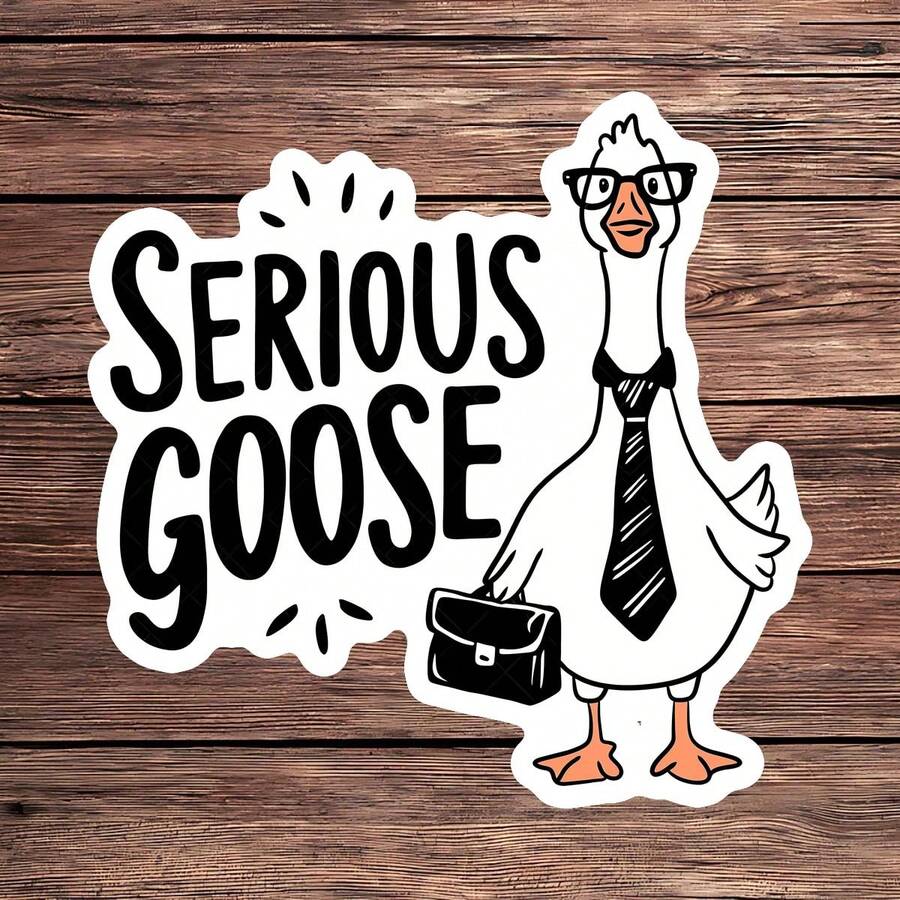 1张严肃鹅贴纸，趣味商务鹅笔记本电脑贴纸，讽刺语录乙烯基贴纸，办公室幽默礼物，防水即撕即贴水瓶贴纸 - S2011 - 查看 1