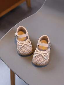 1 Pair Toddler Girls' Shoes, New Mesh PU Butterfly Print Cute Princess Shoes, Lightweight Soft Sole Suitable For Crawling, Spring/Summer/Autumn - Pink - View 4