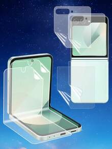 2片/套 前膜+后膜组合，高清软膜，支持指纹解锁，防刮花，纳米材料自修复，兼容三星Galaxy Z Fold2/3/4/5、Z Flip3/4/5、Galaxy Z Fold 6/Galaxy Z Flip 6，附带贴膜工具 - 無色 - 查看 2