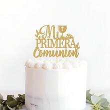 1个/3个/6个金色十字架洗礼圣餐蛋糕装饰，适用于婴儿派对、生日、洗礼派对蛋糕和甜点装饰 - 多色 - 查看 11
