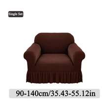 1PC Elastic Skirt Sofa Cover Universal Four Seasons Anti-Dirty And Non-Slip Solid Color Sofa Cover Suitable For 1/2/3/4 Seat Home/Living Room Decoration All-Inclusive Sofa Protective Cover Valentine's Day Gifts Valentine's Day Decorations - 咖啡色-1 - 查看 15