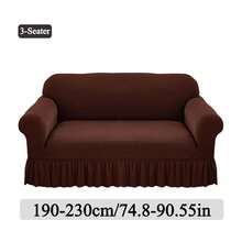 1PC Elastic Skirt Sofa Cover Universal Four Seasons Anti-Dirty And Non-Slip Solid Color Sofa Cover Suitable For 1/2/3/4 Seat Home/Living Room Decoration All-Inclusive Sofa Protective Cover Valentine's Day Gifts Valentine's Day Decorations - 咖啡色-1 - 查看 14