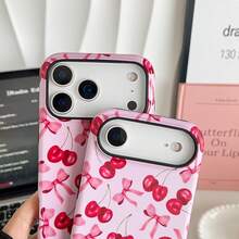 1Pcs New Full-Screen Pink Bow Cherry Two-In-One Dual-Layer Protective Case Full-Coverage Phone Case, Durable, Shock-Resistant, And Stylish, Glossy, Premium Finish  Compatible With IPhone 17 Pro Max/17 Plus/17 Pro/17 Air/16 Pro Max/16 Plus/16 Pro/X/XS/XR/XS Max/11/11 Pro/11 Pro Max/12/12 Pro/12 Pro Max/13/13 Pro Max/14/14 Pro Max/15/ 15 Pro Max. Also Compatible With Samsung Galaxy S25/S25 ULTRA/S24/S23/A56/A55/A54/A53/A52/A36/A35/A34/A26. Fashion-Forward And Innovative Design Makes It The Perfect Gift For Friends, Family, Or Significant Others-An Ideal Choice For Christmas Or Halloween Presents. - C8FL粉紅蝴蝶結櫻桃Bow & Cherry - 查看 4