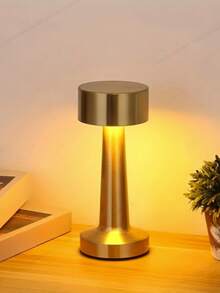 1pc Metal Touch Sensor Lamp, 3 Color Temperatures 3 Brightness Levels, Rechargeable Portable LED Desk Lamp, Suitable For Office/Bedroom/Study/Living Room/Party Decoration - Multicolor - View 1