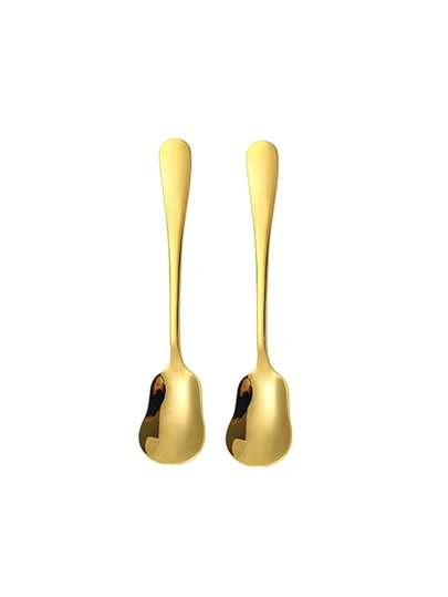 2pcs Stainless Steel Dessert & Ice Cream Spoons, Coffee Stirring Spoons For Cake, Sweets, Tea, Suitable For Afternoon Tea, Restaurant, Wedding, Camping, Dinner Party, Gift