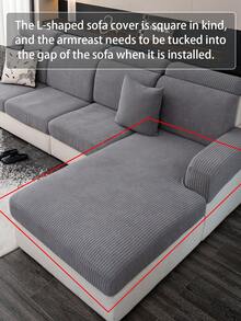 1pc Plush Velvet Sofa Slipcover, Non-Slip & Durable Stretch Sofa Cover, Machine Washable, Suitable For Living Room & Bedroom, Pet Friendly - Solid Pattern - Dark Grey - View 10