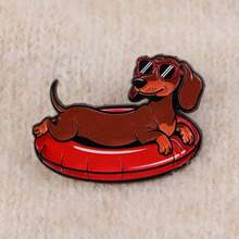 Cute Animals Dachshund Enamel Pin Funny Cartoon Cat Dog Brooch Pines Lapel Pins Badge On Backpack Clothing Accessories Jewelry Friends Gifts - Black - View 11