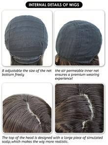 1 Synthetic Heat-Resistant Wig, Black Long Rolled Wig With Bangs, 28 Feet Long, Made Of Fiber, Suitable For Daily Use, Natural Simulation Wig - Black - View 8