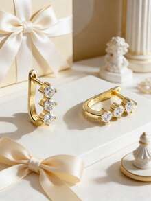 1 par de pendientes de aro de plata de ley 925 con diamantes Moissanite de color D y VVS, brillantes y resplandecientes, para adolescentes y jóvenes - A - Ver 4