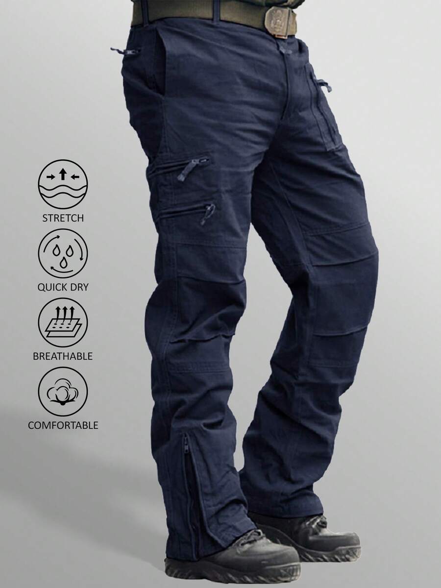 KEFITEVD Men's Tactical Pants Military Work Pants For Men Ripstop 9 Pockets Construction Trousers - 藏蓝色 - 查看 1