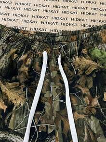 Lightweight Breathable Casual Leaf & Branch Camouflage Pants, Suitable For Daily Wear, Spring & Autumn - Green - View 4