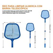 Red Para Limpiar Alberca Red Desnatador Piscina Kit Limpieza Alberca Con Poste Desmontable Telescópica Malla Fina Skimmer Net Recogehojas De Piscina Para Removing Inground Above Ground Pool And Spa - por defecto - Ver 2