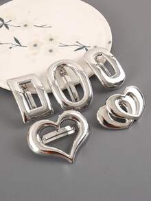 1pc Metal Shiny Wavy Folded Asymmetric Simple Hair Clip Hair Accessory Spring Clip, Hair Accessories - Multicolor - View 11