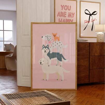 1ชิ้น โปสเตอร์ลูกสุนัขขี้เล่นไร้กรอบ พิมพ์ลายตกแต่งห้องธีมหมา ศิลปะผนังสัตว์น่ารัก โปสเตอร์ Funkyposters สวยงามแปลกตาสำหรับตกแต่งผนังห้องนอน หอพัก ของใช้จำเป็นสำหรับห้องเรียน ของขวัญสำหรับคนรักสุนัข ตกแต่งบ้านสไตล์โมเดิร์นในห้องนั่งเล่น