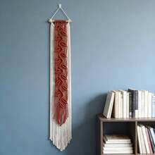 1 Stück Makramee Wandbehang, Boho Stil Quasten Blatt Dekoration, minimalistischer handgewebter Spitzen Wandteppich, langer Hintergrund Kopfteil Wandbehang Decke - Verschiedenfarbig - Übersicht 6
