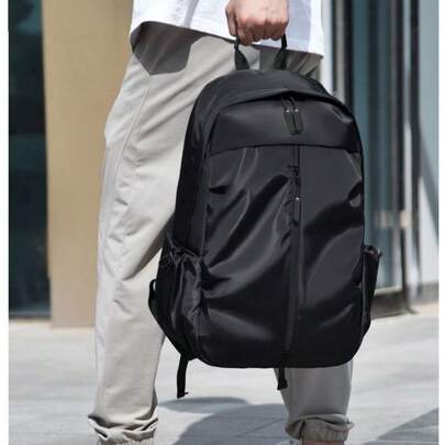 Mochila de gran capacidad, bolso de viaje, bolso de oficina, bolso para portátil de estilo coreano unisex casual de unicolor