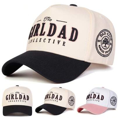 1顶男士“THE GIRL DAD COLLECTIVE”卡车帽，个性化刺绣字母棒球帽，街头时尚五片帽，户外防晒休闲帽，适合春秋季旅行和海滩。
