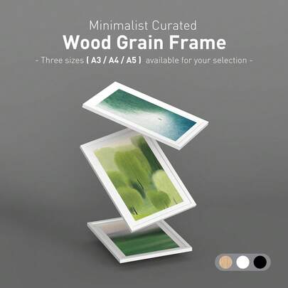 XXBANZHUAN A3/A4/A5相框，做工精良，可竖挂或横挂，三种经典颜色（木色、白色、黑色），适合任何室内装饰风格