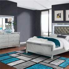 Geometric Pattern Blue Gray Black Area Rug Washable Rug Vintage Traditional Floor Cover Foldable Thin Retro Accent Indoor Non Slip Carpet Print Mat Bedroom Living Room Bathroom Home Decor Large Carpets Dining Room Rug Kitchen Rugs For Entryway - A - 查看 2