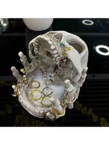 Creative Skeleton Jewelry Organizer Skeleton Ashtray Resin Craft Creative Home Decor Tray Storage Ornaments , Makeup Room Decor - White - View 6