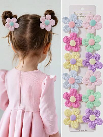 10 piezas de Clips para el cabello con flores de imitación de colores para adolescentes, accesorios para el cabello DIY como accesorios para fotos en la playa y vacaciones