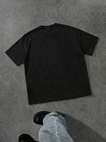 Men's Casual Versatile Minimalist Printed Short Sleeve T-Shirt - Black - View 4