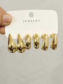 6/18pcs Fashion Earring Set, Bowknot & Starfish Series Earrings Suitable For Daily And Festival Wear, Women Earring Set - Gold - View 6