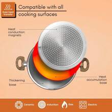 Copper Non Stick Induction Stock Pot 32cm 9.5Qt Deep Casserole Cooking Pot With Glass Lid For Pasta Meat Soup Easy Clean Kitchen Cookware - Copper - View 4