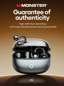 MONSTER D08 优雅商务蓝牙耳机，蓝牙 6.0 立体环绕声，高品质音乐和游戏音效，定向传输，通话清晰，降噪功能，超长续航，适用于智能手机、电脑的无线耳机，礼品之选 - 灰色 - 查看 1