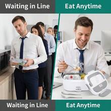 Electric Lunch Box For Adults, 60W Heated Lunch Box With 1.5L Stainless Steel Containers, Portable Food Warmer For Men Women Work Car Truck, 12V - 白灰色 - 查看 3