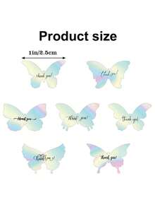 500/1000 piezas Pegatinas decorativas de mariposas holográficas láser de 1 pulgada, con adhesivo cortado, adecuadas para tarjetas de regalo y cajas de regalo para fiestas - Multicolor - Ver 6