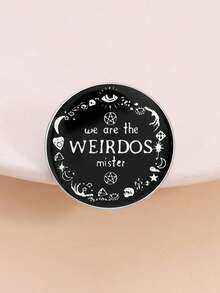 1Pc We Are The Weirdos Mister Enamel Pin Letter Brooch Lapel Black Badge Interesting Backpack Jewelry Gift For Friends - Multicolor - View 5